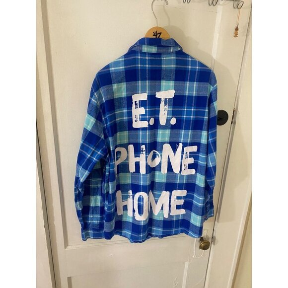 ET X Cakeworthy Unisex Blue Button Front Long Sleeve Shirt - XL - Picture 5 of 12